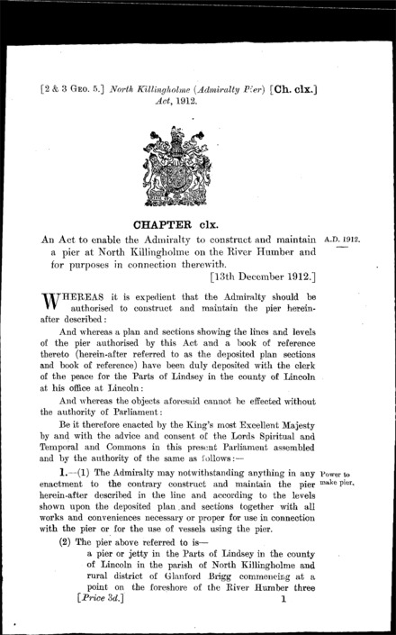 North Killingholme (Admiralty Pier) Act 1912