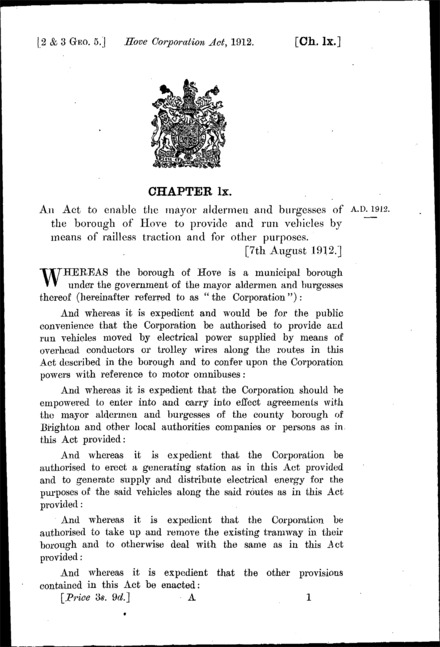 Hove Corporation Act 1912