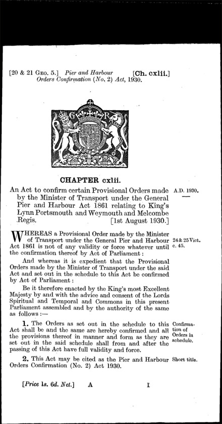 Pier and Harbour Orders Confirmation (No. 2) Act 1930