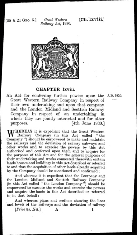 Great Western Railway Act 1930