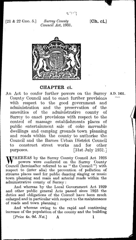 Surrey County Council Act 1931