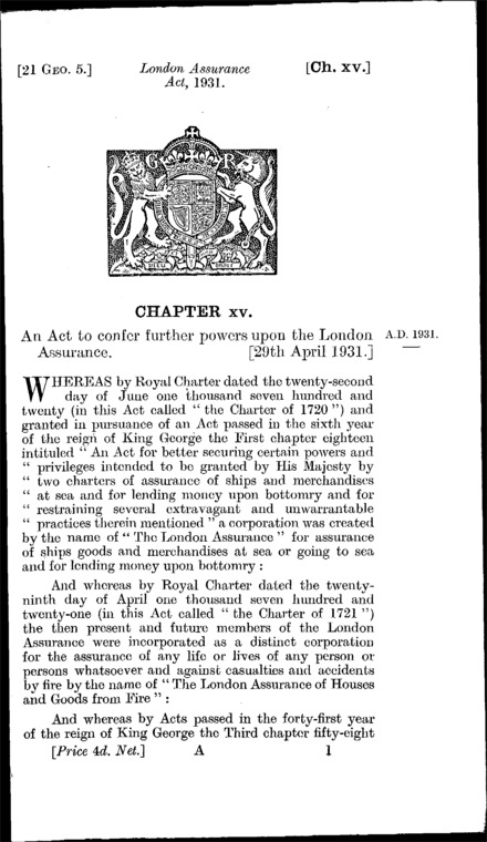 London Assurance Act 1931