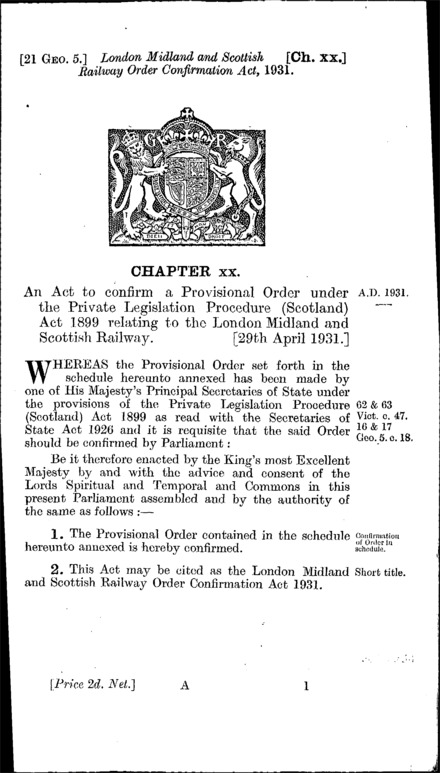 London, Midland and Scottish Railway Order Confirmation Act 1931