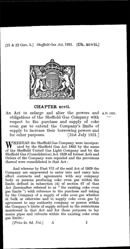 Sheffield Gas Act 1931