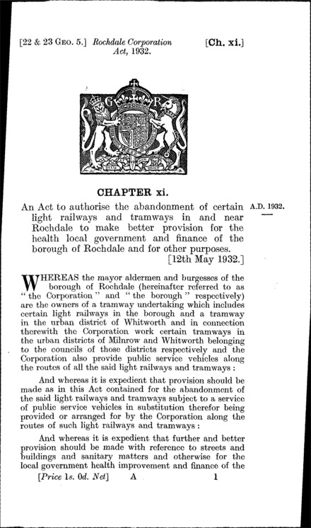 Rochdale Corporation Act 1932