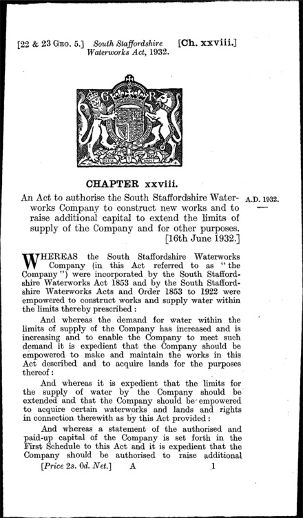 South Staffordshire Water Act 1932