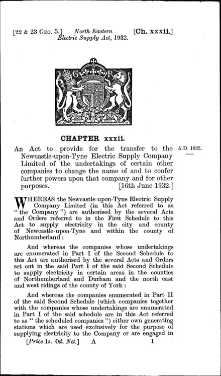North-Eastern Electric Supply Act 1932