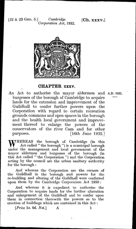 Cambridge Corporation Act 1932