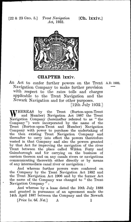 Trent Navigation Act 1932