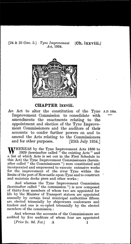Tyne Improvement Act 1934