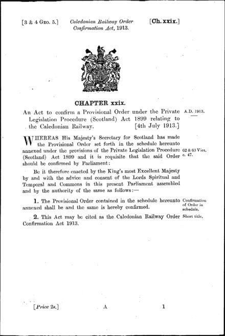 Caledonian Railway Order Confirmation Act 1913