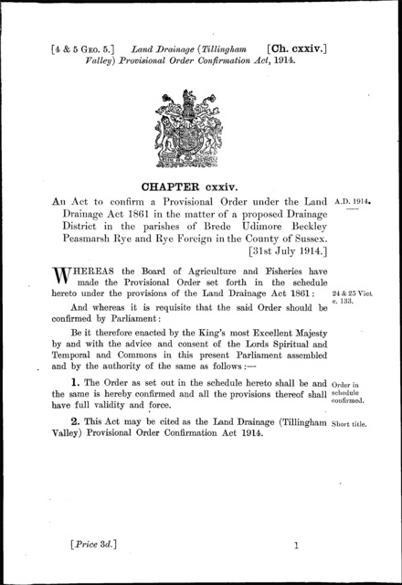 Land Drainage (Tillingham Valley) Provisional Order Confirmation Act 1914