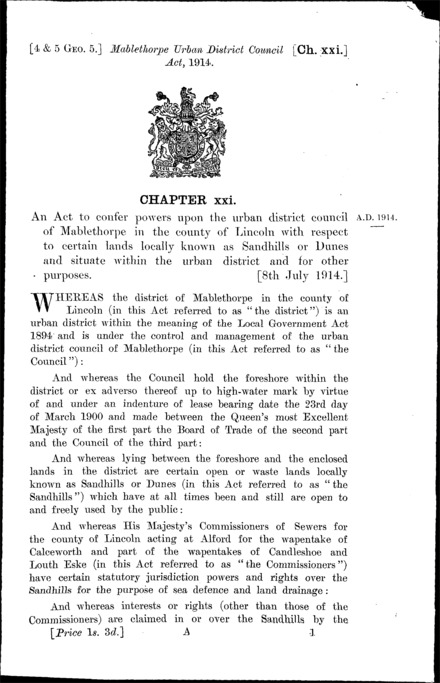 Mablethorpe Urban District Council Act 1914