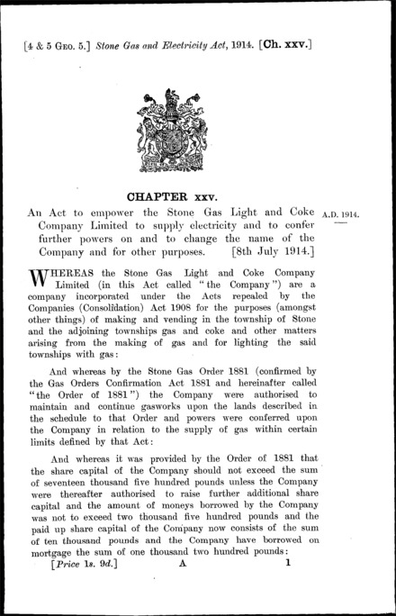 Stone Gas and Electricity Act 1914