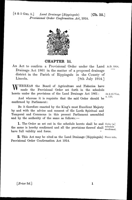 Land Drainage (Rippingale) Provisional Order Confirmation Act 1914