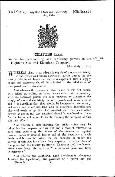 Hightown Gas and Electricity Act 1914