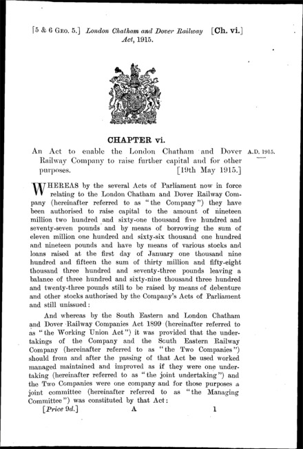 London, Chatham and Dover Railway Act 1915