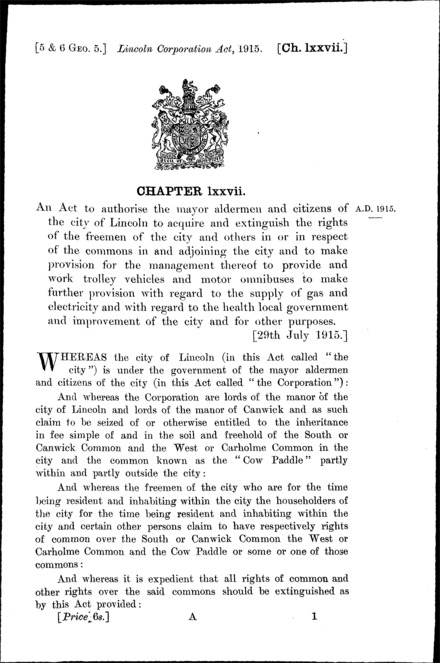 Lincoln Corporation Act 1915