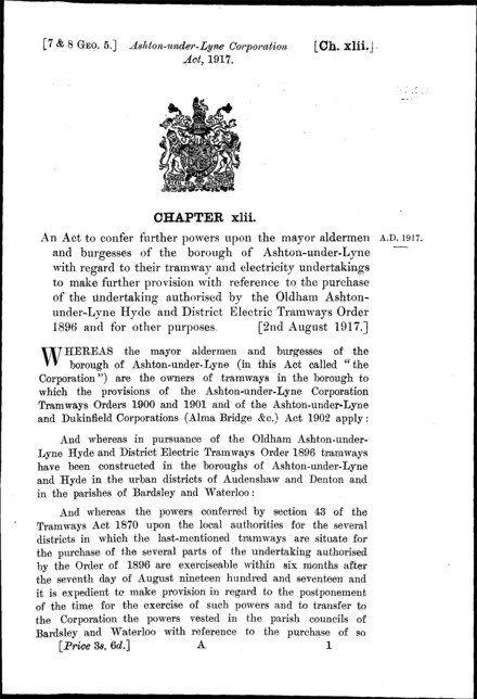 Ashton-under-Lyne Corporation Act 1917