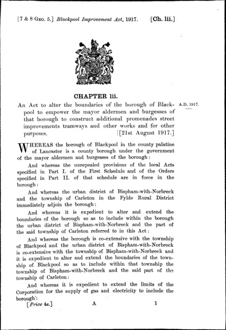 Blackpool Improvement Act 1917