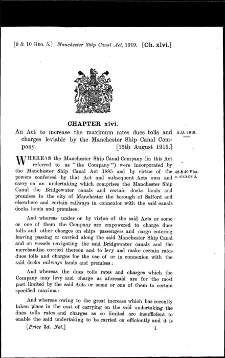 Manchester Ship Canal Act 1919