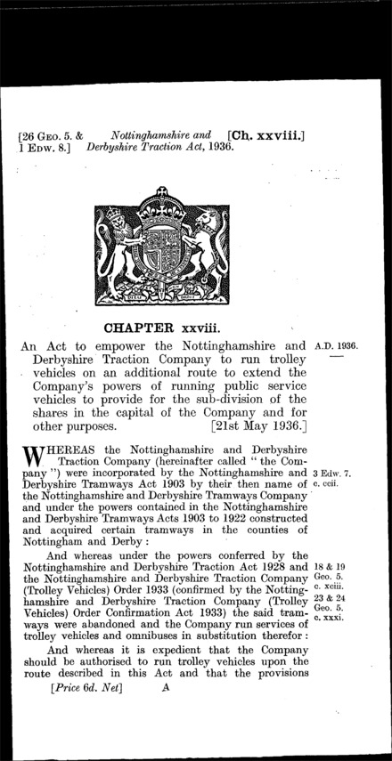 Nottinghamshire and Derbyshire Traction Act 1936