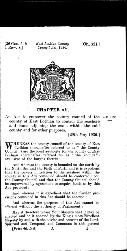 East Lothian County Council Act 1936