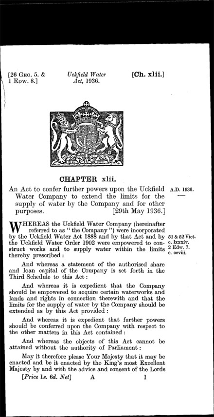 Uckfield Water Act 1936