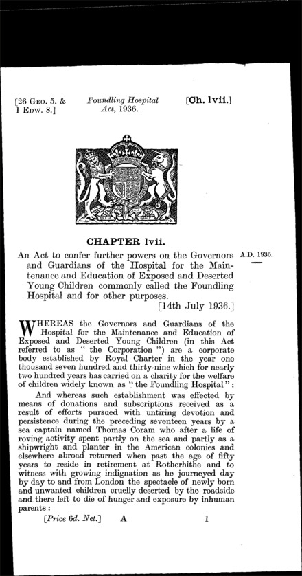 Foundling Hospital Act 1936