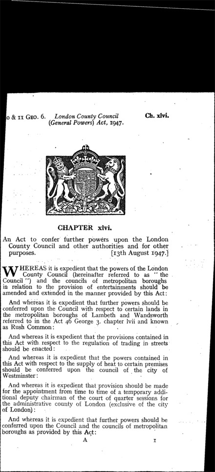 London County Council (General Powers) Act 1947