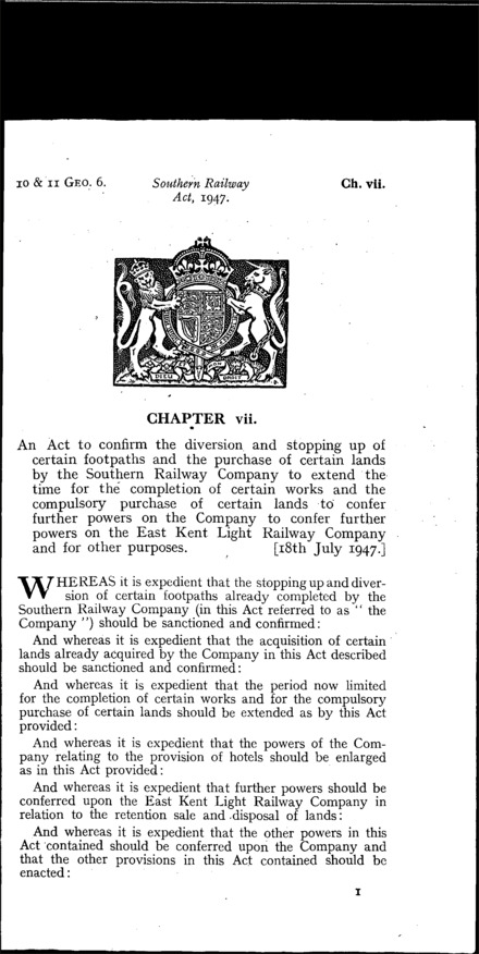 Southern Railway Act 1947