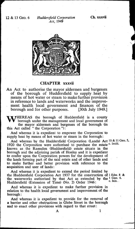 Huddersfield Corporation Act 1949