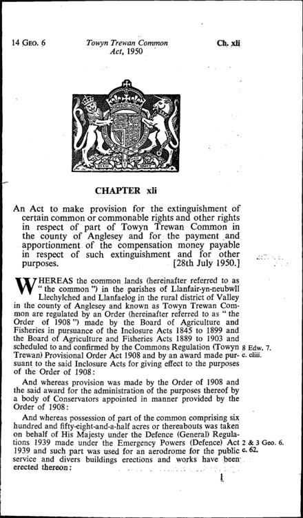Towyn Trewan Common Act 1950