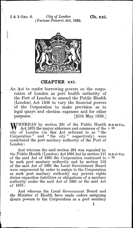 City of London (Various Powers) Act 1939