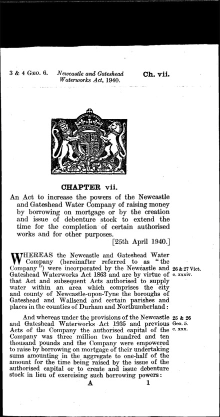 Newcastle and Gateshead Waterworks Act 1940