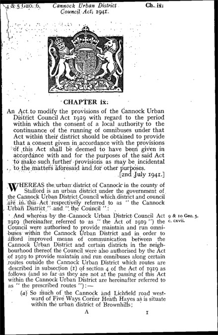 Cannock Urban District Council Act 1941