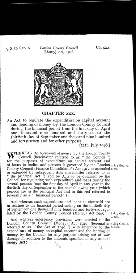 London County Council (Money) Act 1946