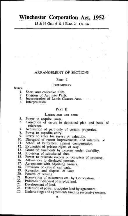 Winchester Corporation Act 1952