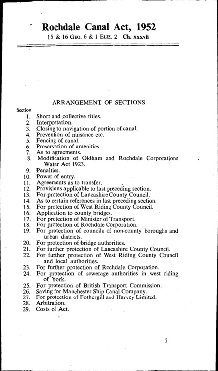 Rochdale Canal Act 1952