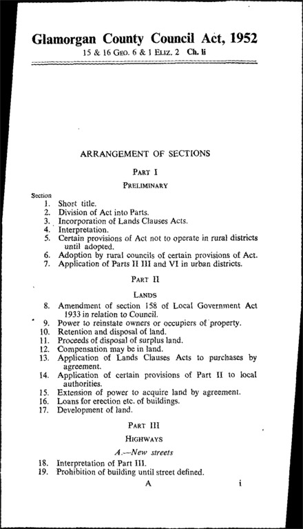 Glamorgan County Council Act 1952