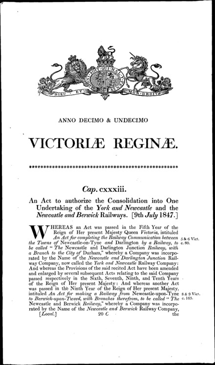 York, Newcastle and Berwick Railways Act 1847