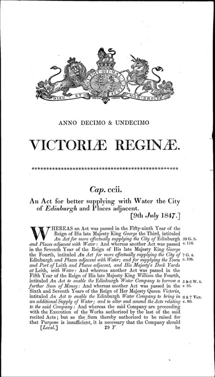Edinburgh Water Company's Act 1847