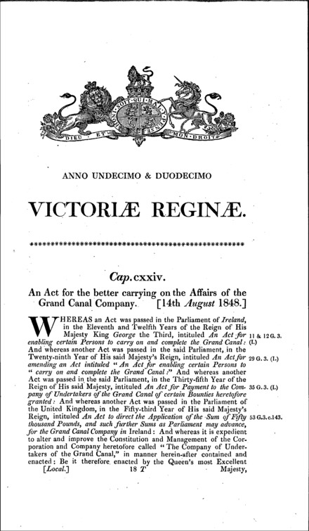 Grand Canal Company Act 1848