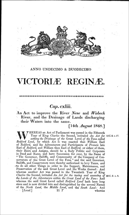 Nene and Wisbech Rivers Improvement Act 1848