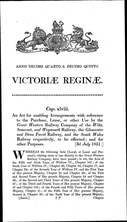 Great Western Railway Act 1851
