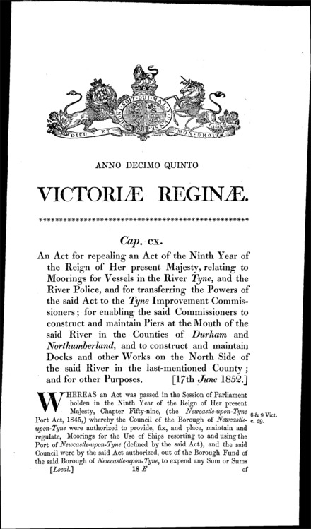 Tyne Improvement Act 1852