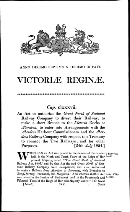 Great North of Scotland Railway Amendment Act 1854