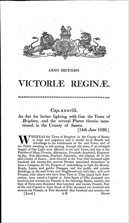 Brighton Gas Act 1839