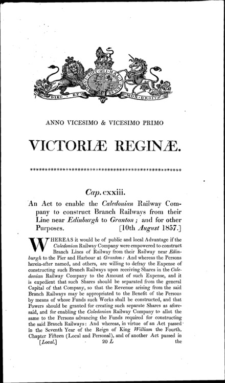 Caledonian Railway (Granton Branches) Act 1857