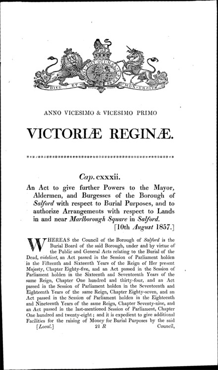 Salford Borough Act 1857